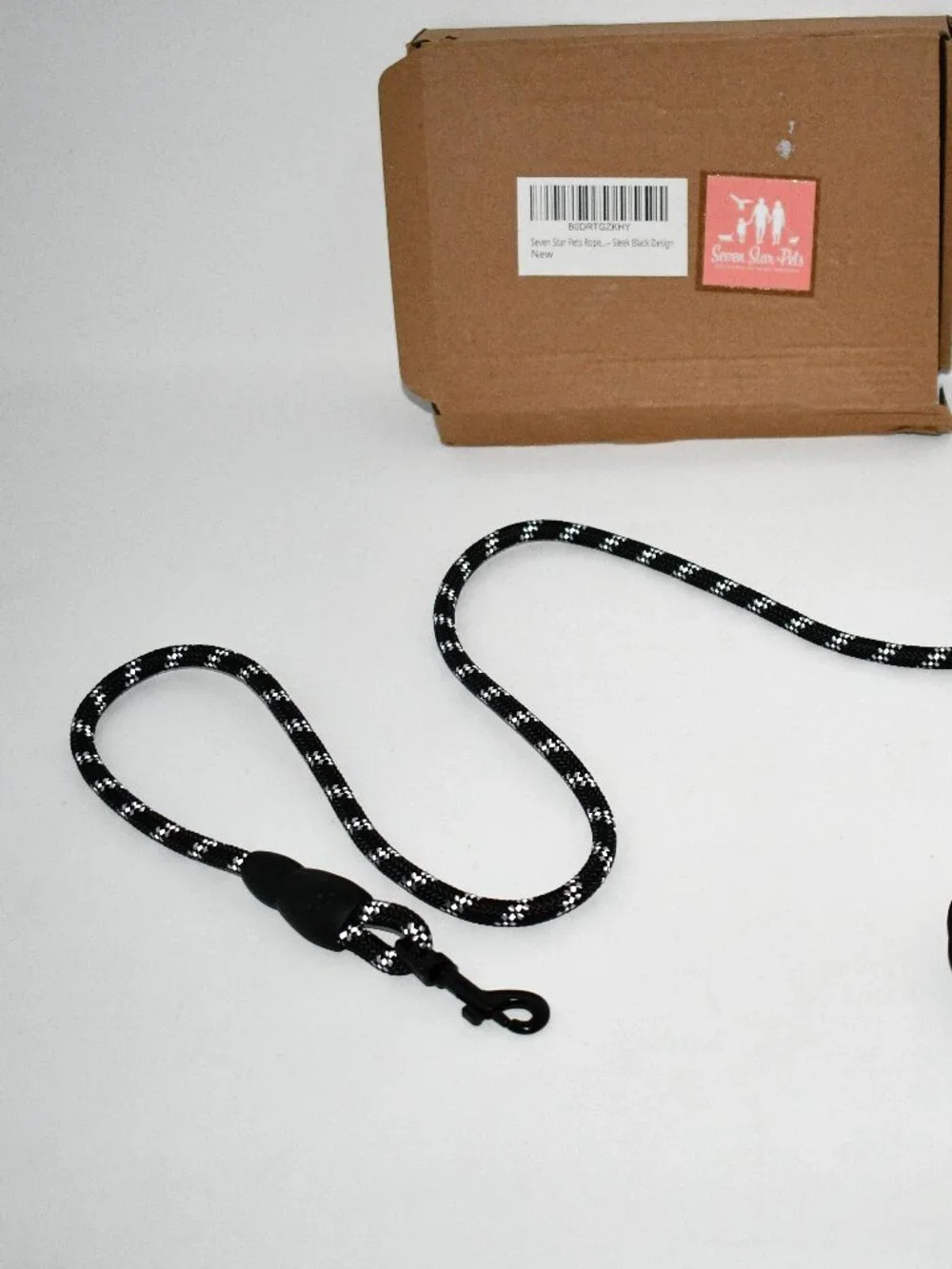 Seven Star Pets 5 FT Reflective Rope Dog Leash, Black, NWT